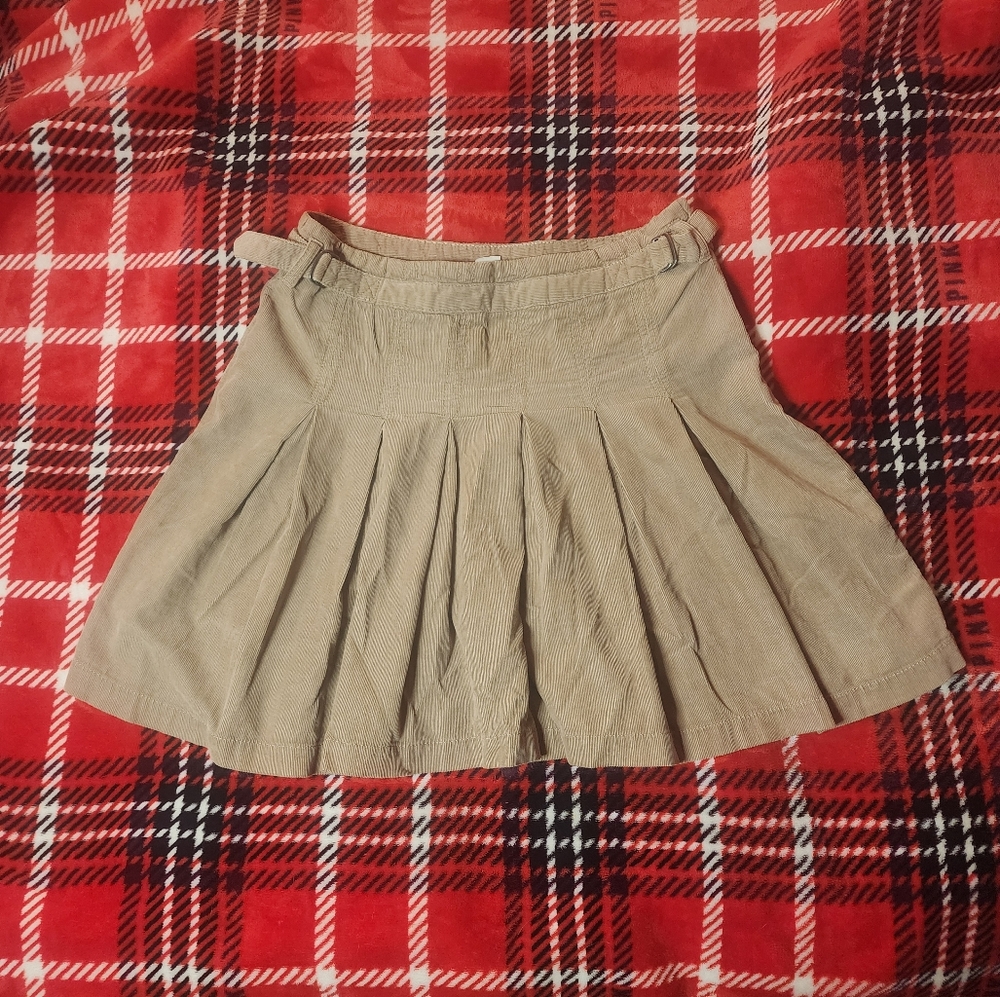 J. Crew Beige Cotton Pleated Mini Skirt Size 2